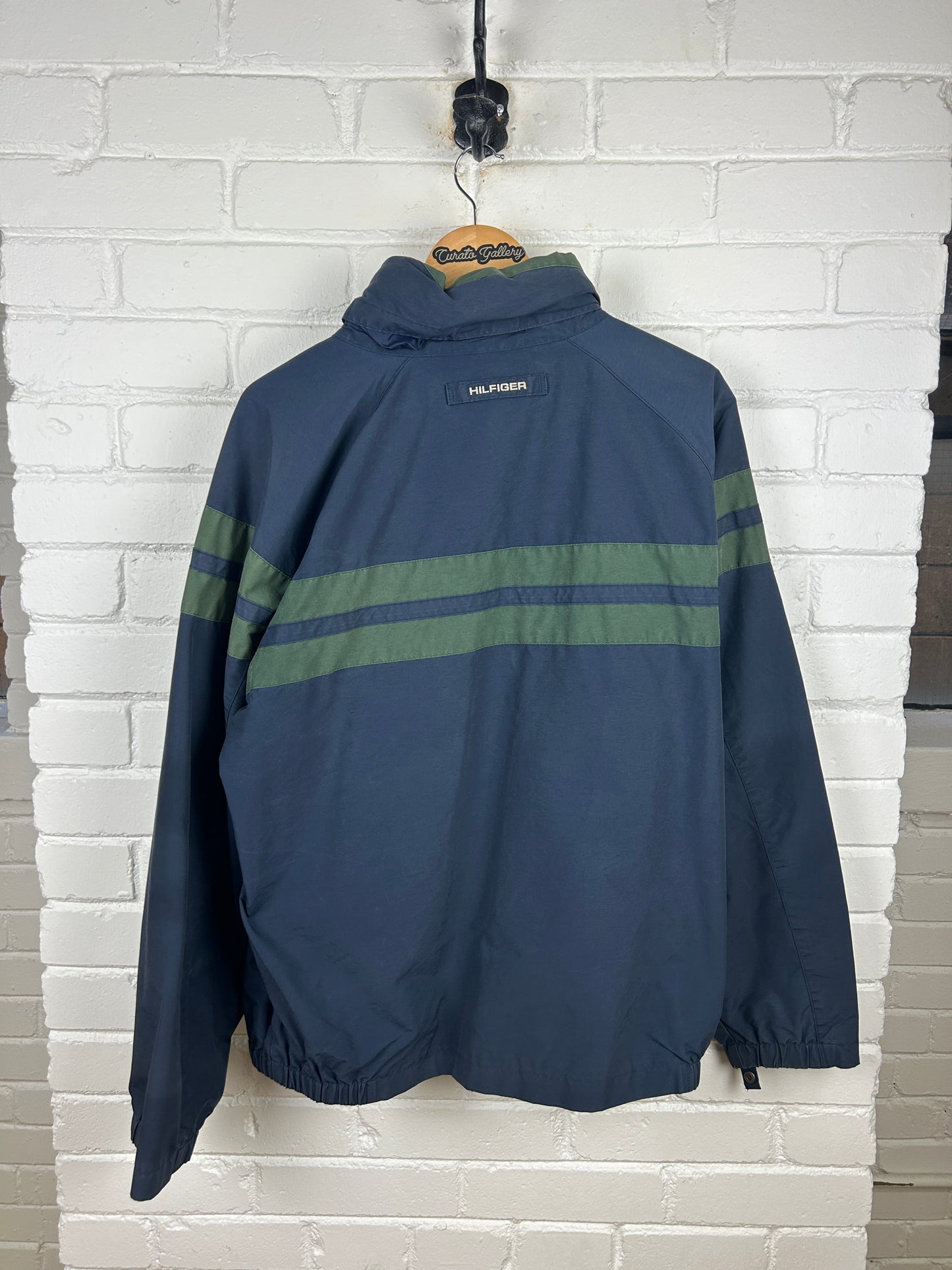 Tommy Hilfiger Embroidered Spell Out Flag Two Tone Light Jacket Size L