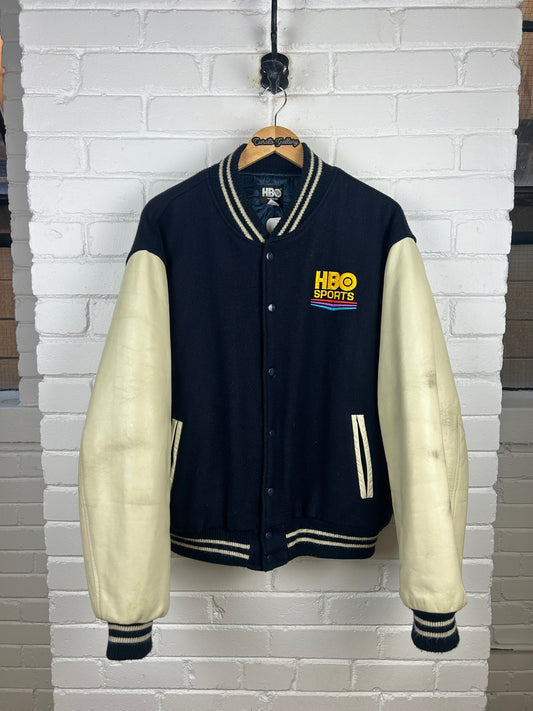 Vintage 90s HBO Sports Inside The NFL Embroidered Varsity Letterman Jacket Size XL
