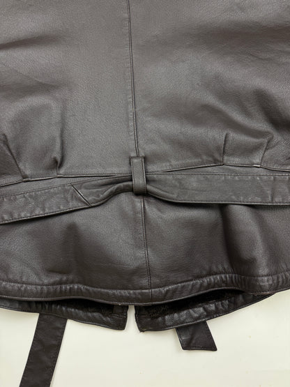 Vintage 90s Dimension Leather Faux Sherling Leather Bomber Jacket Size XL