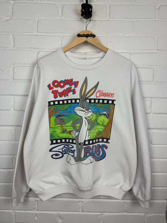 Vintage 90s Looney Tunes Classics Bugs Bunny Cartoon Film Sweatshirt Size XL