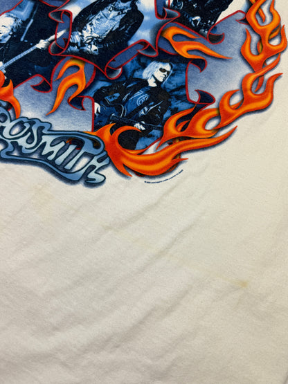 Vintage 2003 Aerosmith Rock And Roll Flames Tour Band T Shirt Size XL
