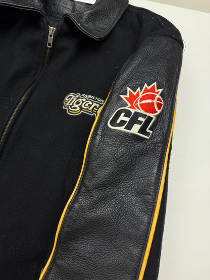 Vintage 90s Hamilton Tiger Cats Embroidered Wool Varsity Bomber Jacket Size XL