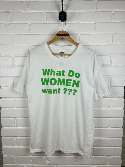 Vintage What Do Women Want?? Sex Chocolate Wine Books T Shirt Size L