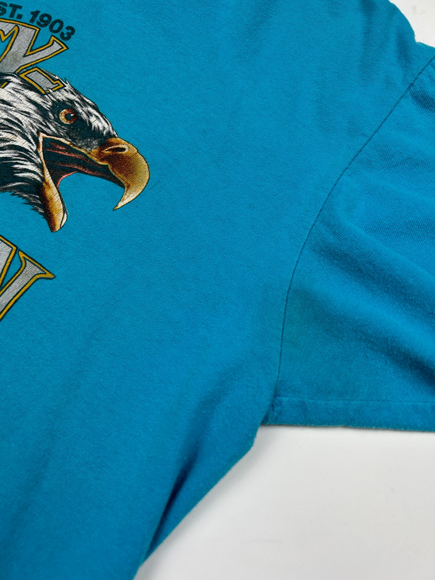 Vintage 1990 3D Emblem Harley Davidson Kansas Bald Soaring Eagle Size L