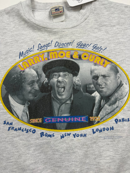 Vintage 90s The Three Stooges Larry Mo And Curly TV Promo Graphic Crewneck Sweatshirt Size XL