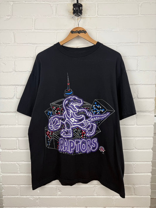 Vintage 1994 Toronto Raptors Neon City Skyline NBA  Basketball T Shirt Size XL 90s