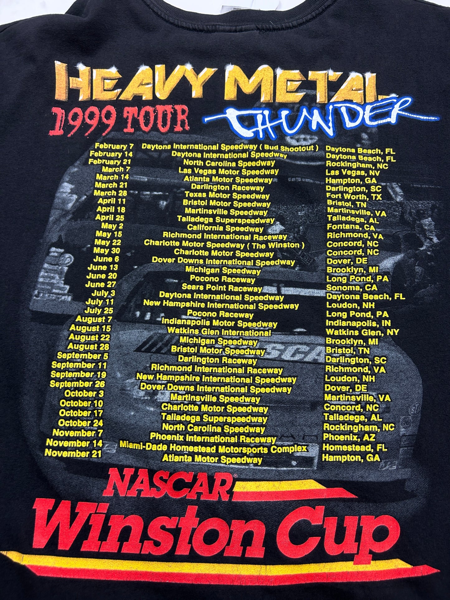 Vintage 1999 Nascar Racing Winston Cup Heavy Metal Thunder Tour T Shirt Size XL 90s