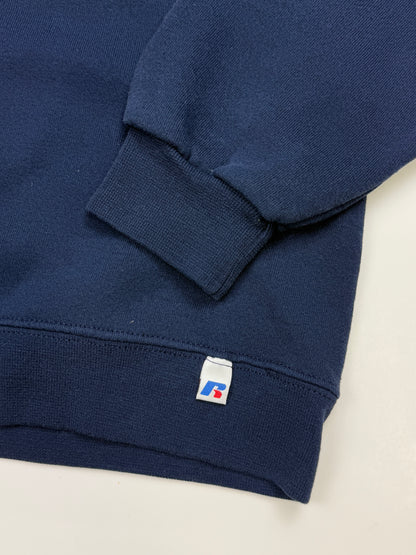 Russell Athletic Cropped Boxy Fit Blank Crewneck Sweatshirt Size M Navy Blue