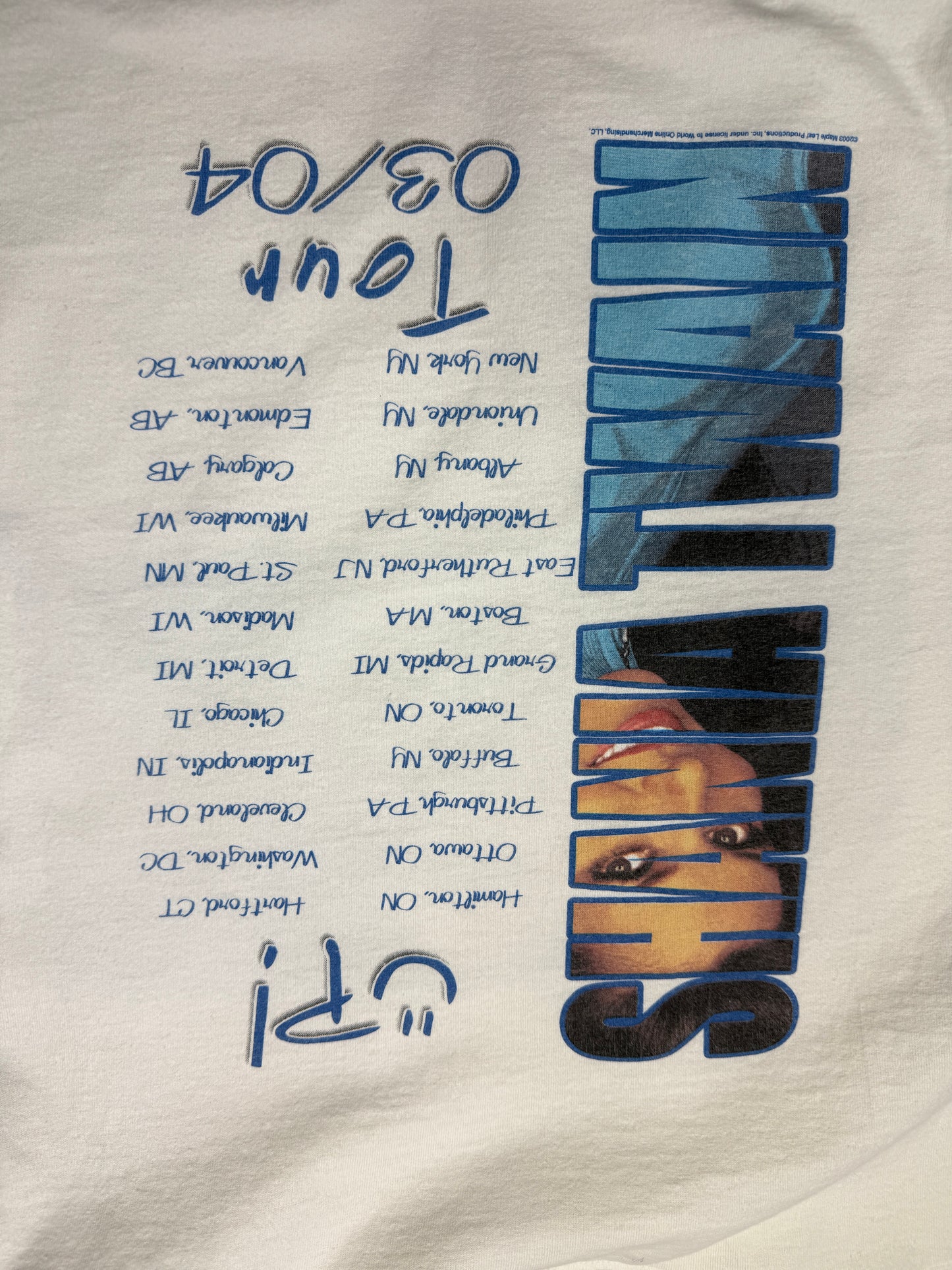 Vintage Y2K 2003 Shania Twain Up Tour Country Music T Shirt Size L