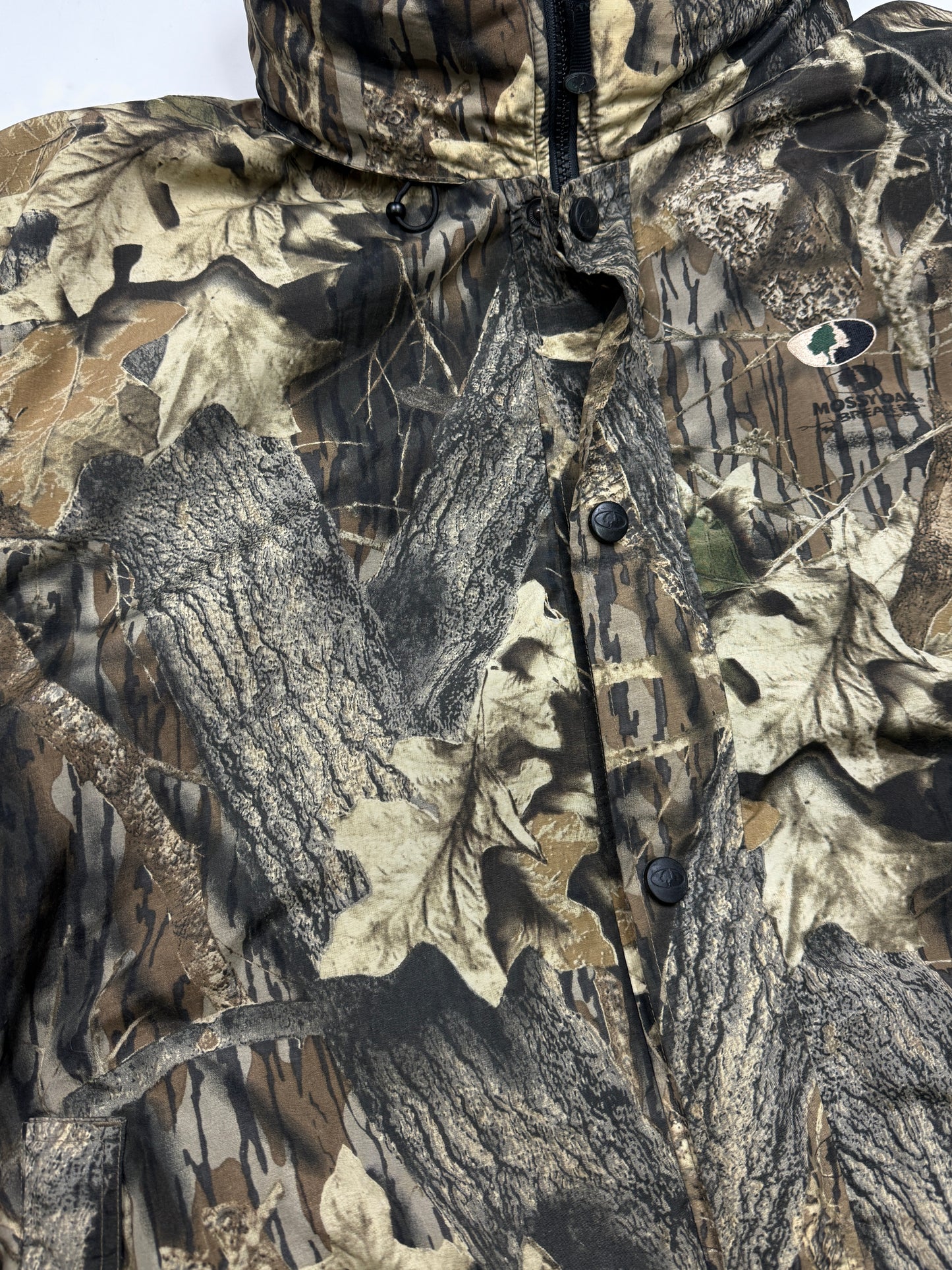 Vintage Mossy Oak Break Up Tree Camo Nylon Fleece Reversible Convertible Vest Jacket Size XXL