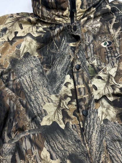 Vintage Mossy Oak Break Up Tree Camo Nylon Fleece Reversible Convertible Vest Jacket Size XXL