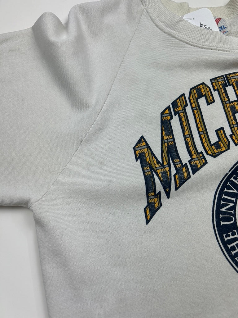 Vintage 80s/90s Michigan Wolverines Iniversity Crest Arc Spell Out Sweatshirt Size XL