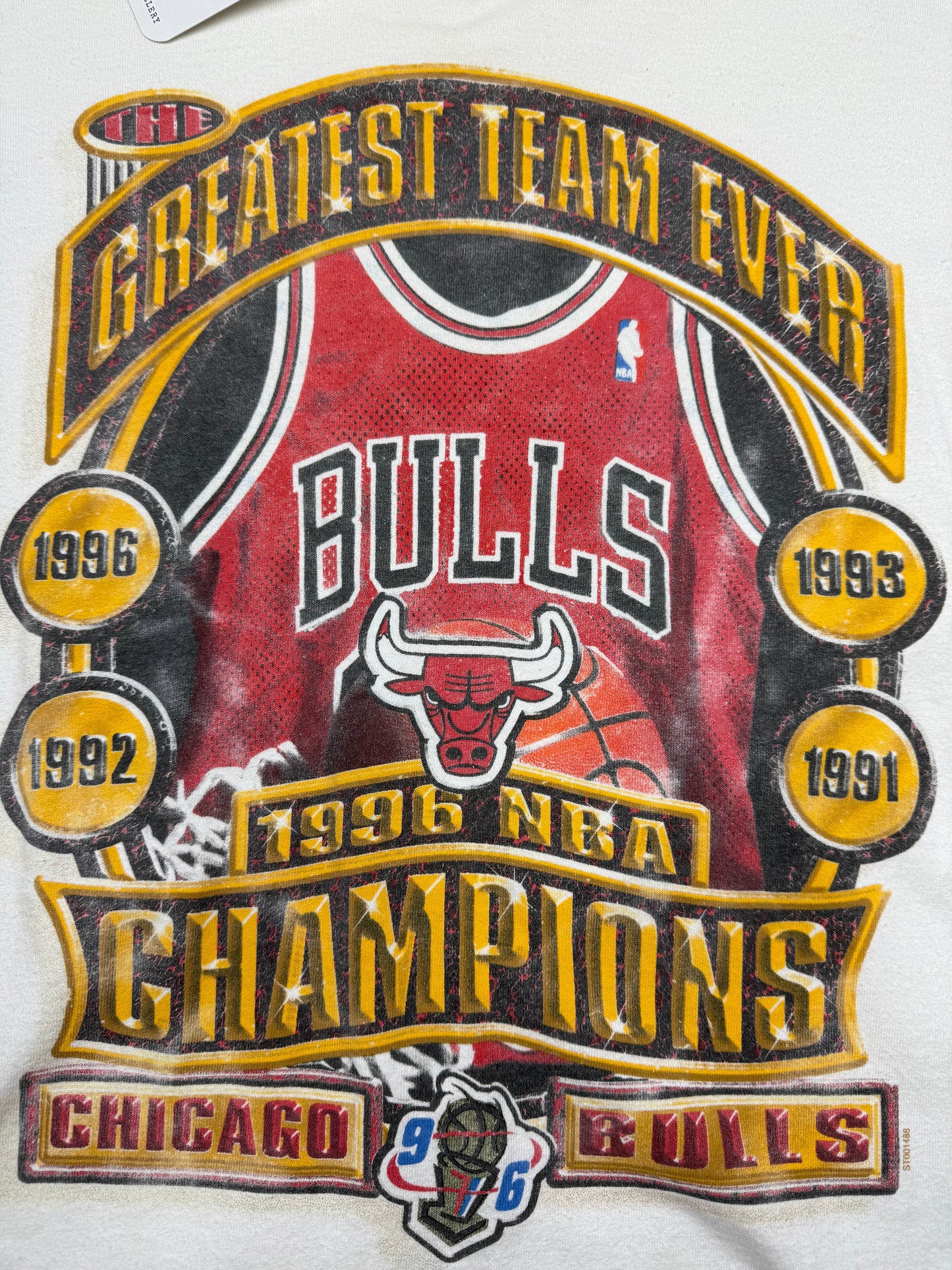 Vintage 1996 Chicago Bulls NBA Champions The Greatest Team Ever Starter T Shirt Size L 90s