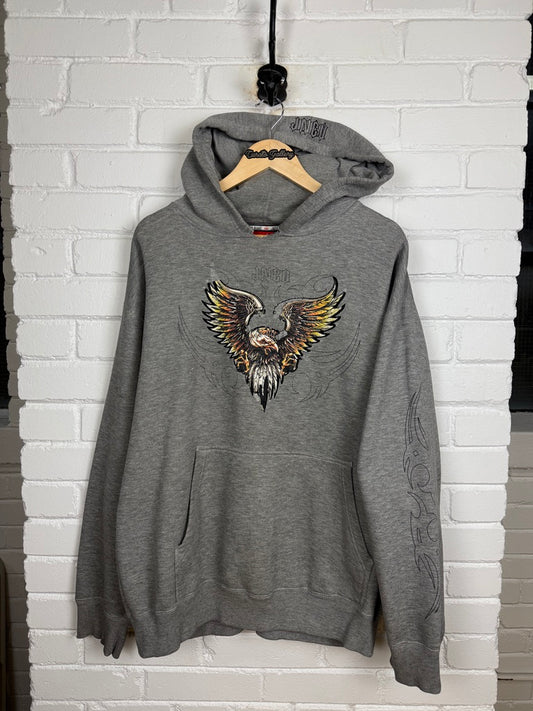 Vintage Y2K Jnco Jeans Bald Eagle Tribal Print Hooded Sweatshirt Size XXL