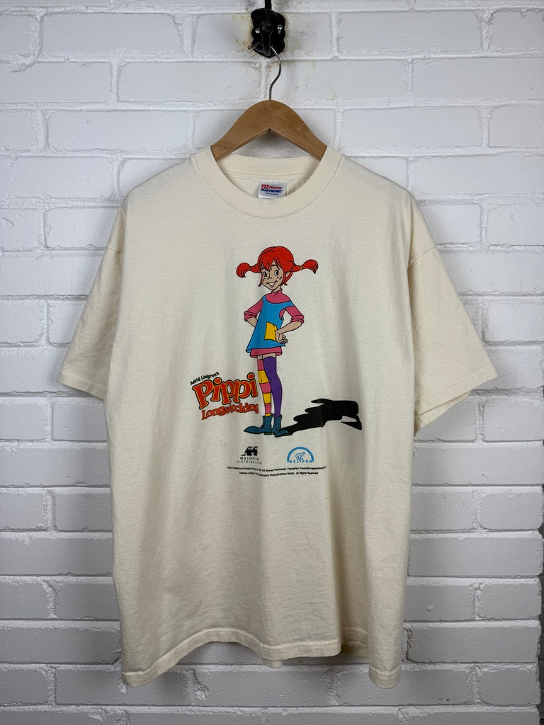 Vintage 1997 Pippi Longstocking Astrid Lindgrens Cartoon Animated Feature Promo Shirt T Shirt Size XL