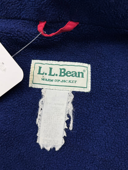 Vintage 90s LL Bean Fleece Lined Embroidered Spell Out Warm Up Jacket Size L Burgundy