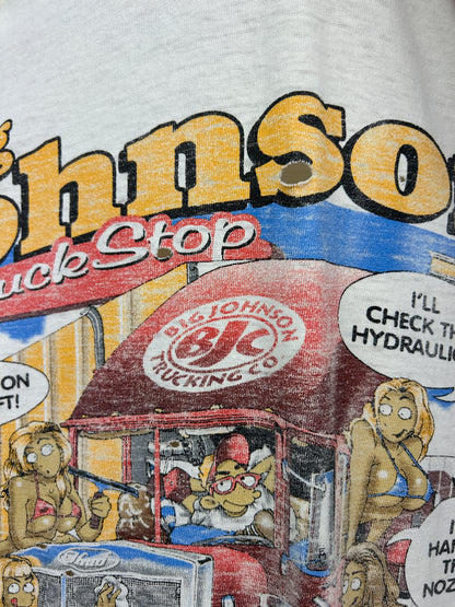Vintage 90s Big Johnson Truck Stop Pull It In Fill'er Up T Shirt Size M