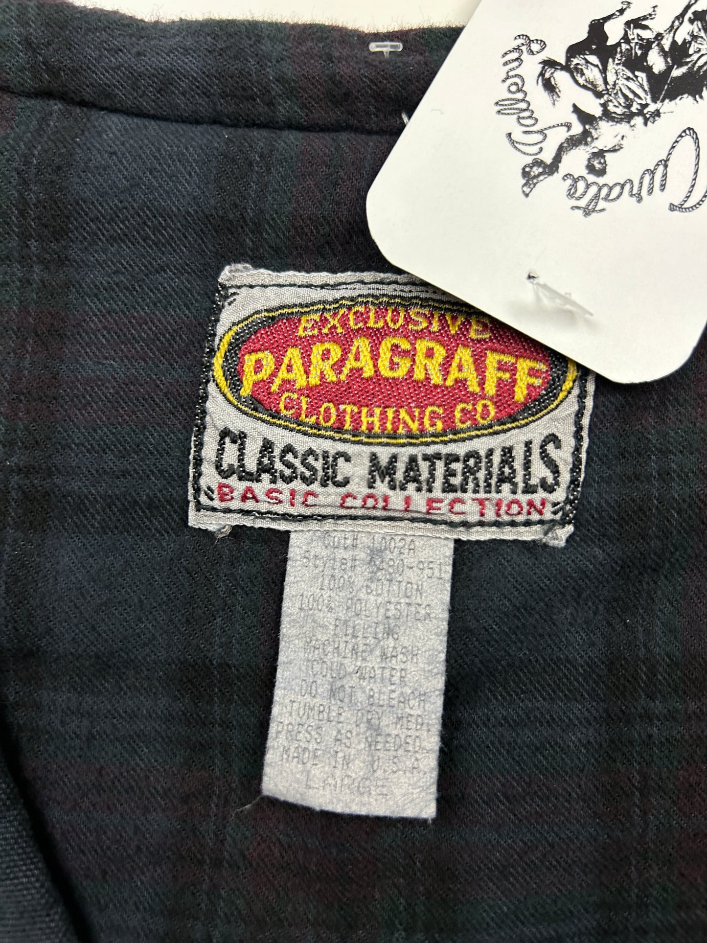 Vintage Paragraff Plaid Lined Quilted Vest Size L Navy Blue