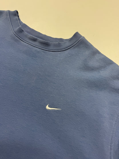 Vintage Y2K Nike Embroidered Mini Swoosh Crewneck Sweatshirt Size XXL Baby Blue