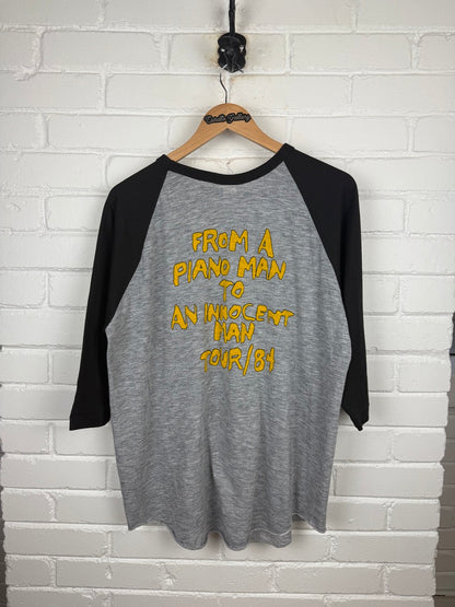 Vintage 1984 Billy Joel From A Piano Man To An Innocent Man Tour Music Raglan T Shirt Size XL 80s