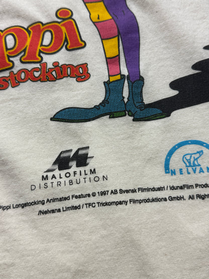 Vintage 1997 Pippi Longstocking Astrid Lindgrens Cartoon Animated Feature Promo Shirt T Shirt Size XL