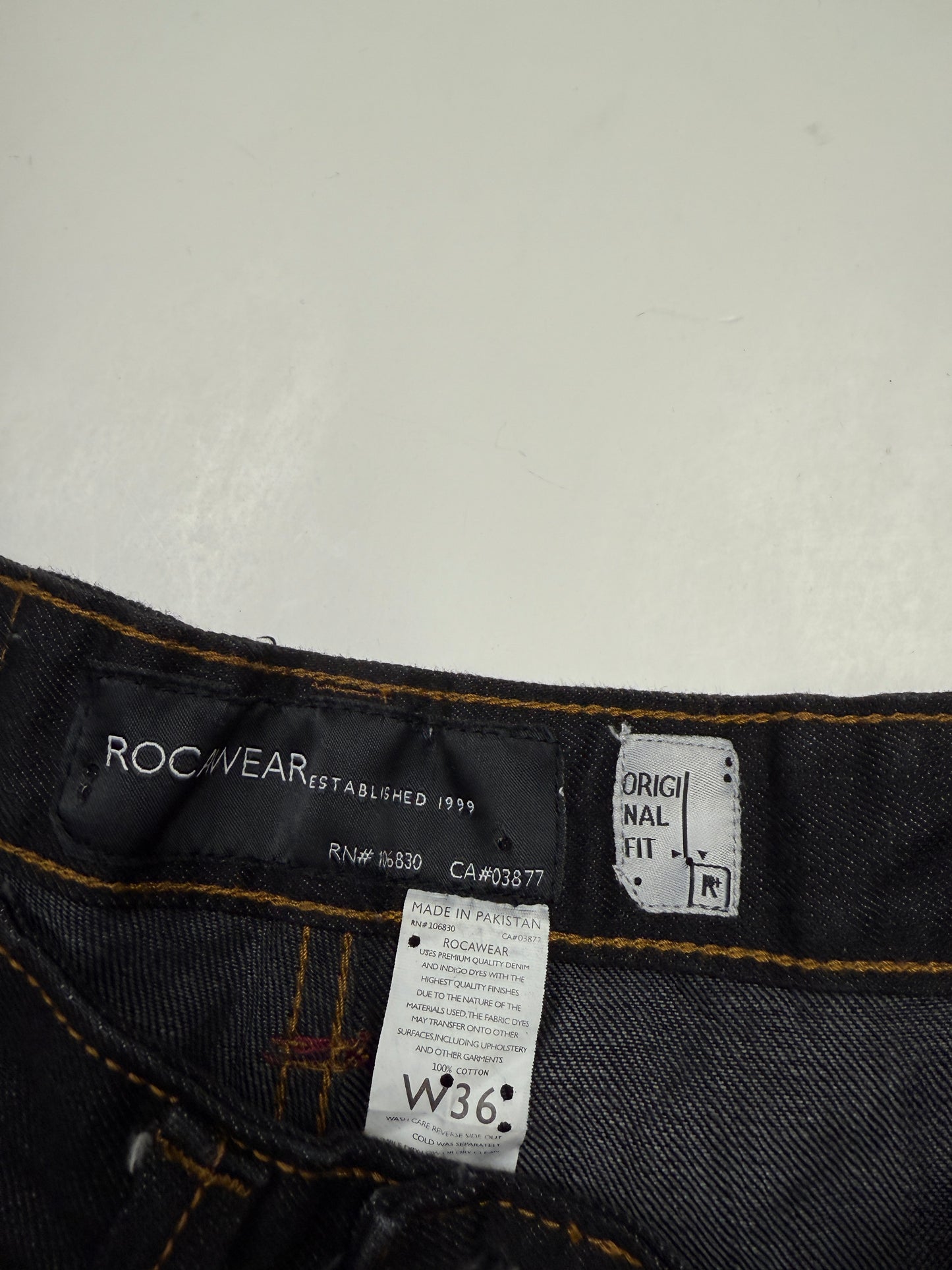 Vintage Y2K Rocawear Embroidered Back Pocket Black Denim Pants Size 36W