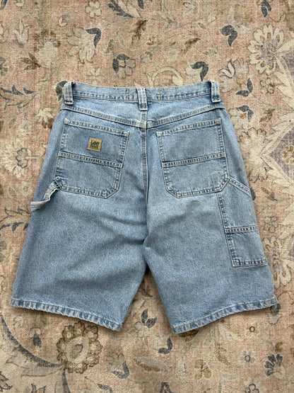 Lee Dungarees Carpenter Work Wear Light Wash Jean Jorts Shorts Size 30W