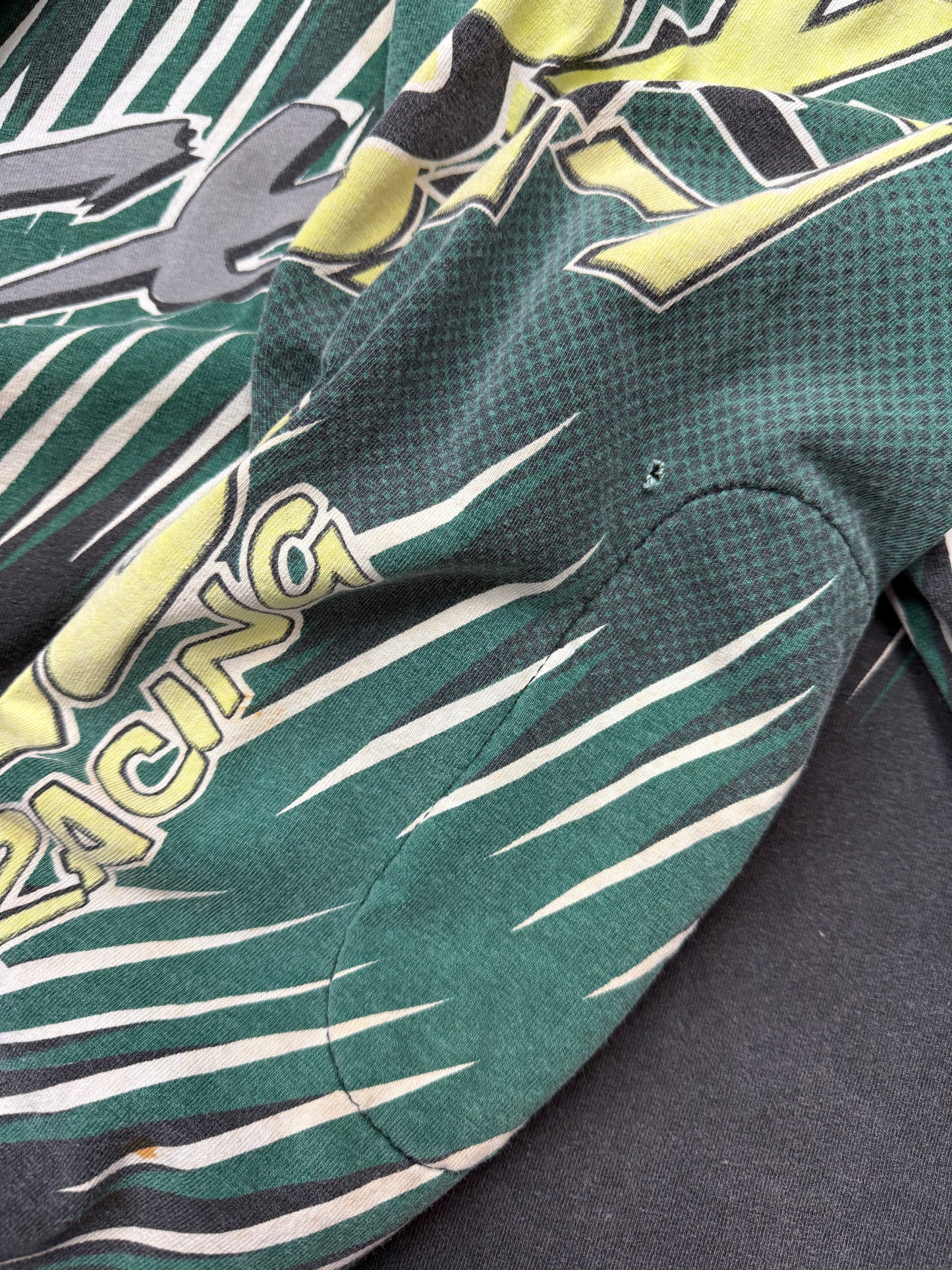 Vintage 90s Pro Racing SX1 All Over Print Motocross Green Long Sleeve T Shirt Jersey Size XL