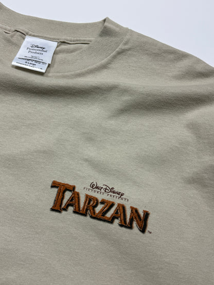 Vintage 1998 Tarzan Movie Promo Hand Drawing Title Hit Long Sleeve T Shirt Size XL