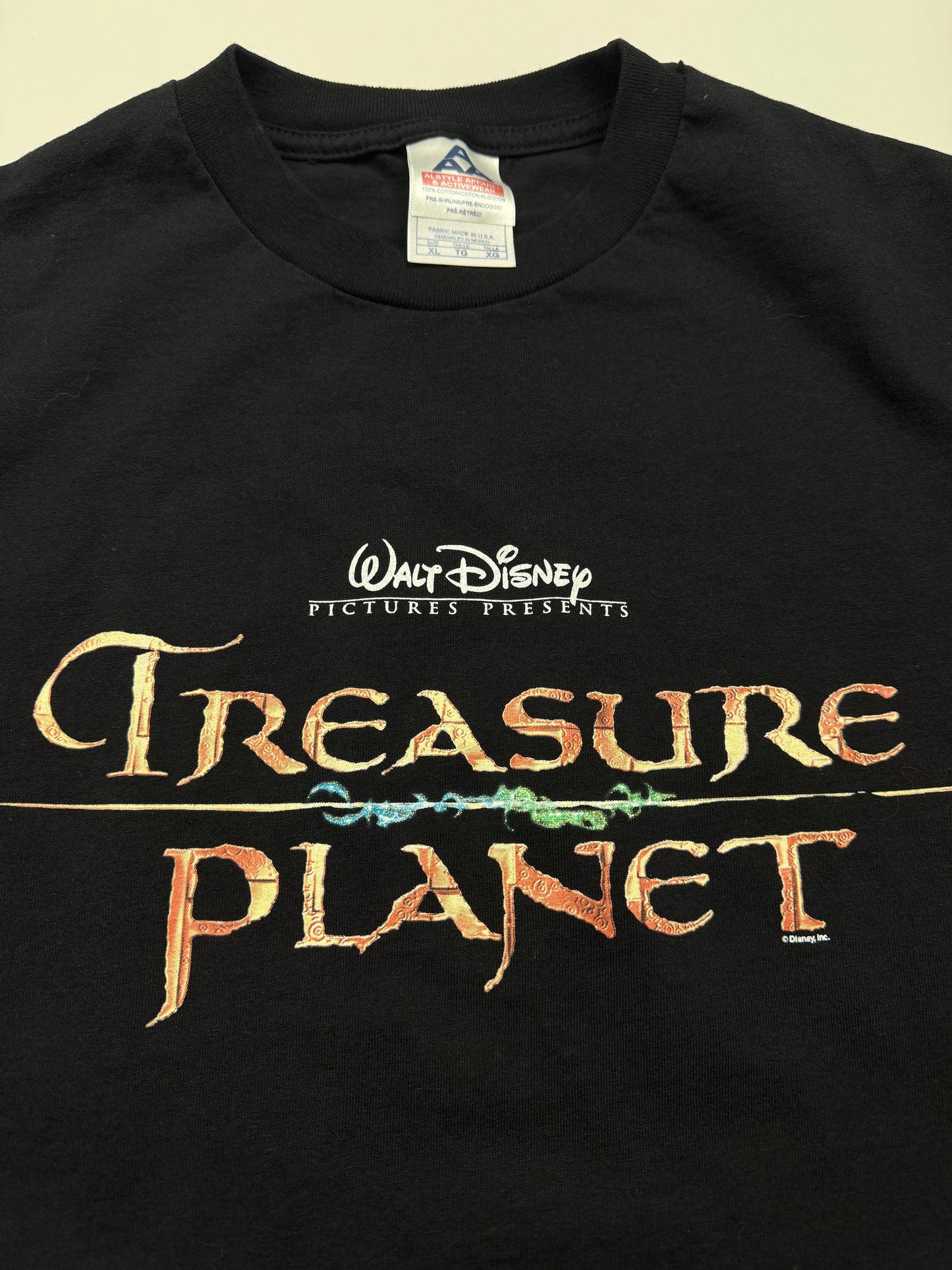 Vintage 2002 Disney Treasure Planet Title Hit Movie Promo T Shirt Size XL