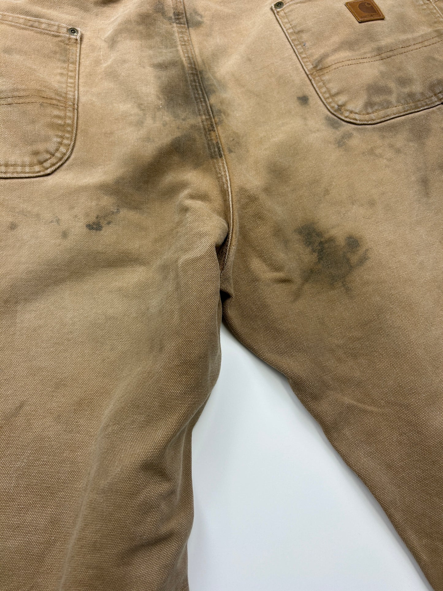 Carhartt Canvas Work-Wear Double Knee Dungaree Fit Pants Size 40W Beige B292
