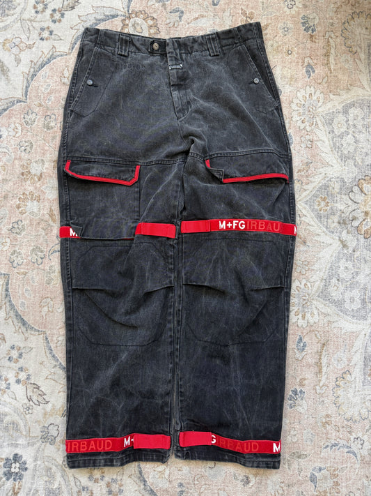 Vintage Marithe Francois Girbaud M+FG Baggy Cargo Black Denim Jean Pants Size 39W