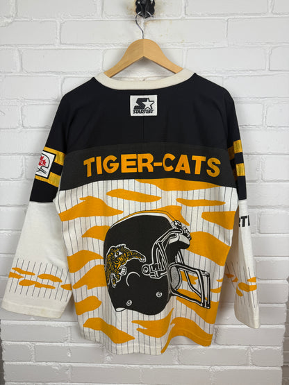Vintage 80s Hamilton Tiger-Cats Starter All Over Print Football Jersey Size L