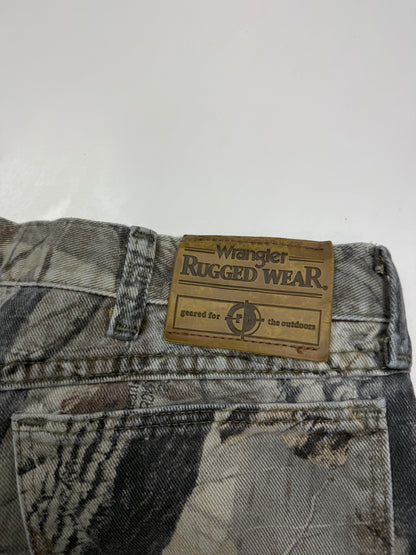 Vintage Wrangler Rugged Wear Real Tree Hardwood Camo Denim Pants Size 36W