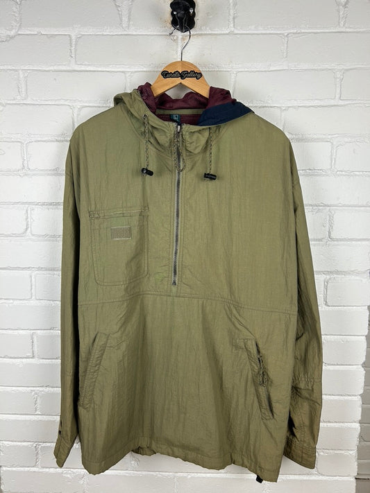 Vintage 90s Dunbrooke Half Zip Pullover Anorak Windbreaker Size L Earth Tone
