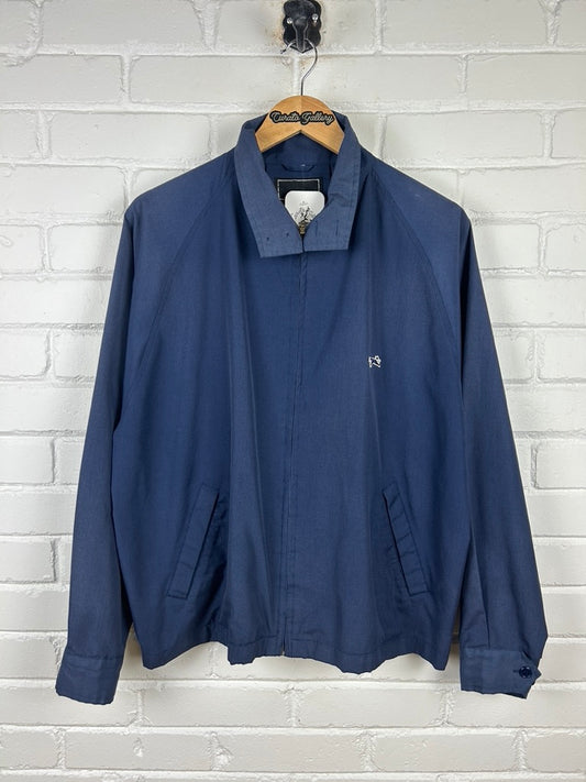 Vintage Fox Work Wear Harringotn Style Cropped Light Jacket Size L Navy Blue