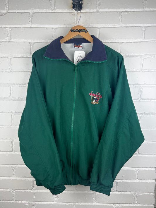 Vintage 90s Diadora Italia Big Logo Embroidered Italy Light Jacket Size L Green