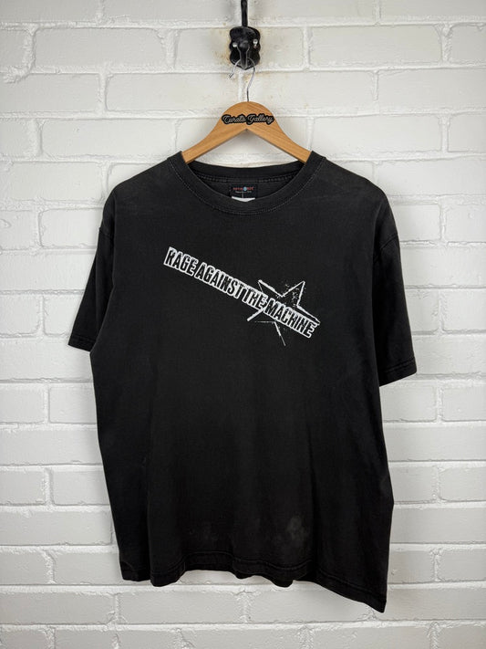 Vintage Rage Against The Machine Spell Out Logo Metal Band T Shirt Size L