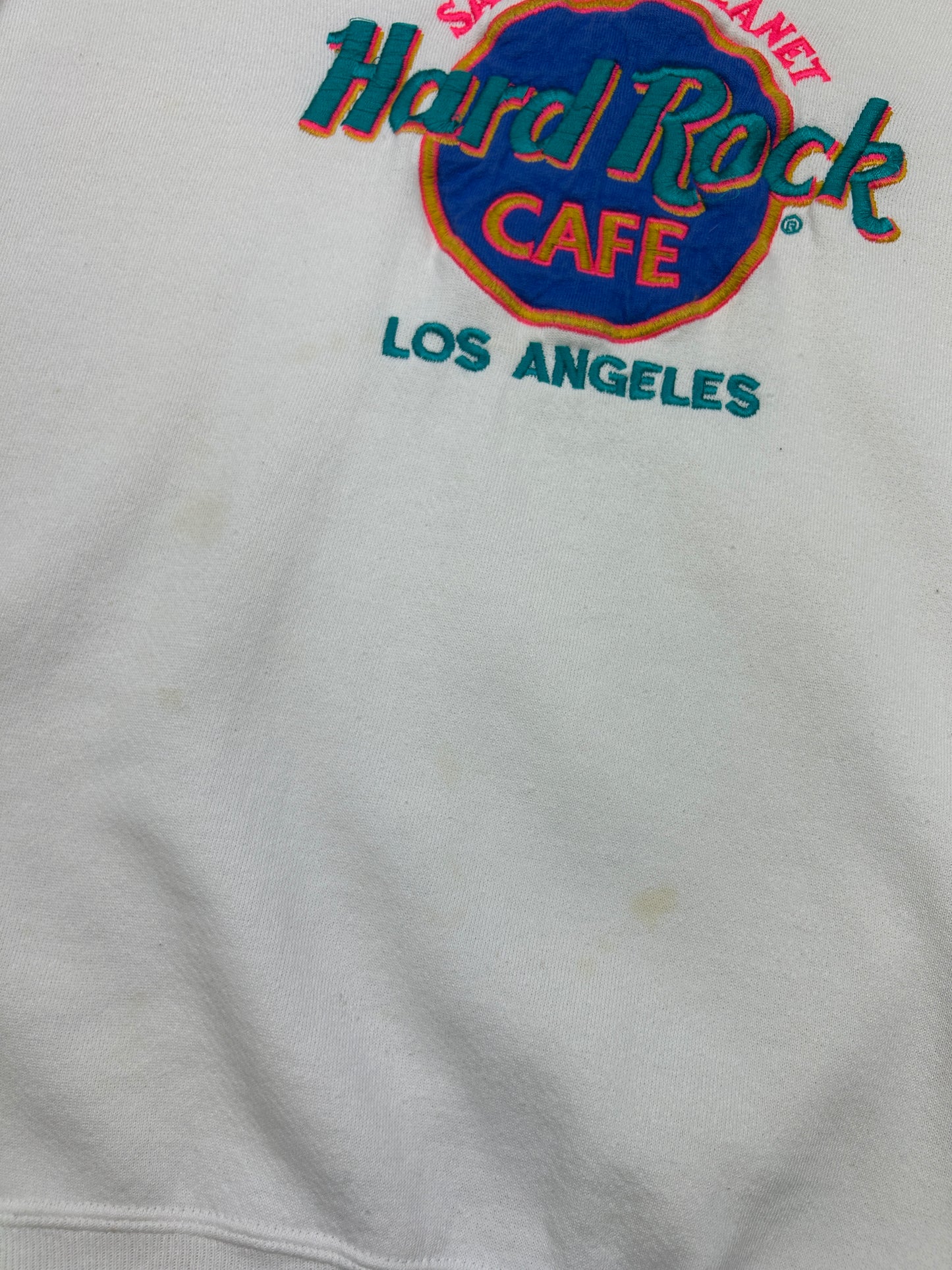 Vintage 90s Hard Rock Cafe Los Angeles Embroidered Crew Neck Sweatshirt Size XL