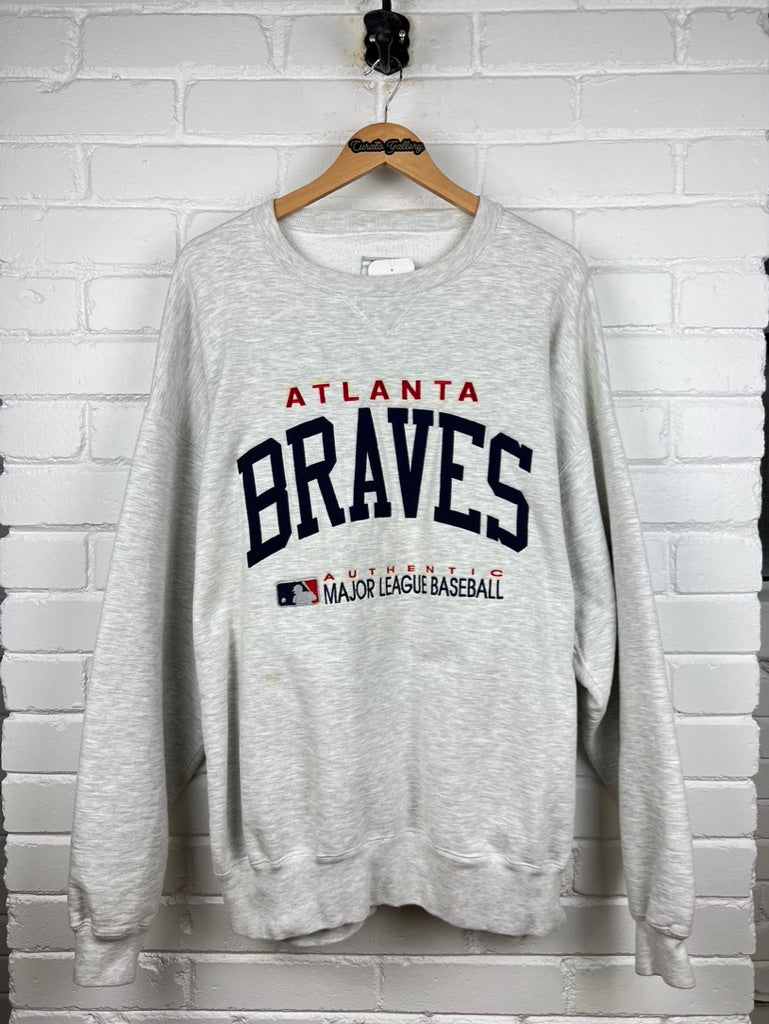 Vitnage 90s Atlanta Braves Embroidered MLB Baseball Russell Athletic Sweatshirt Size XXL