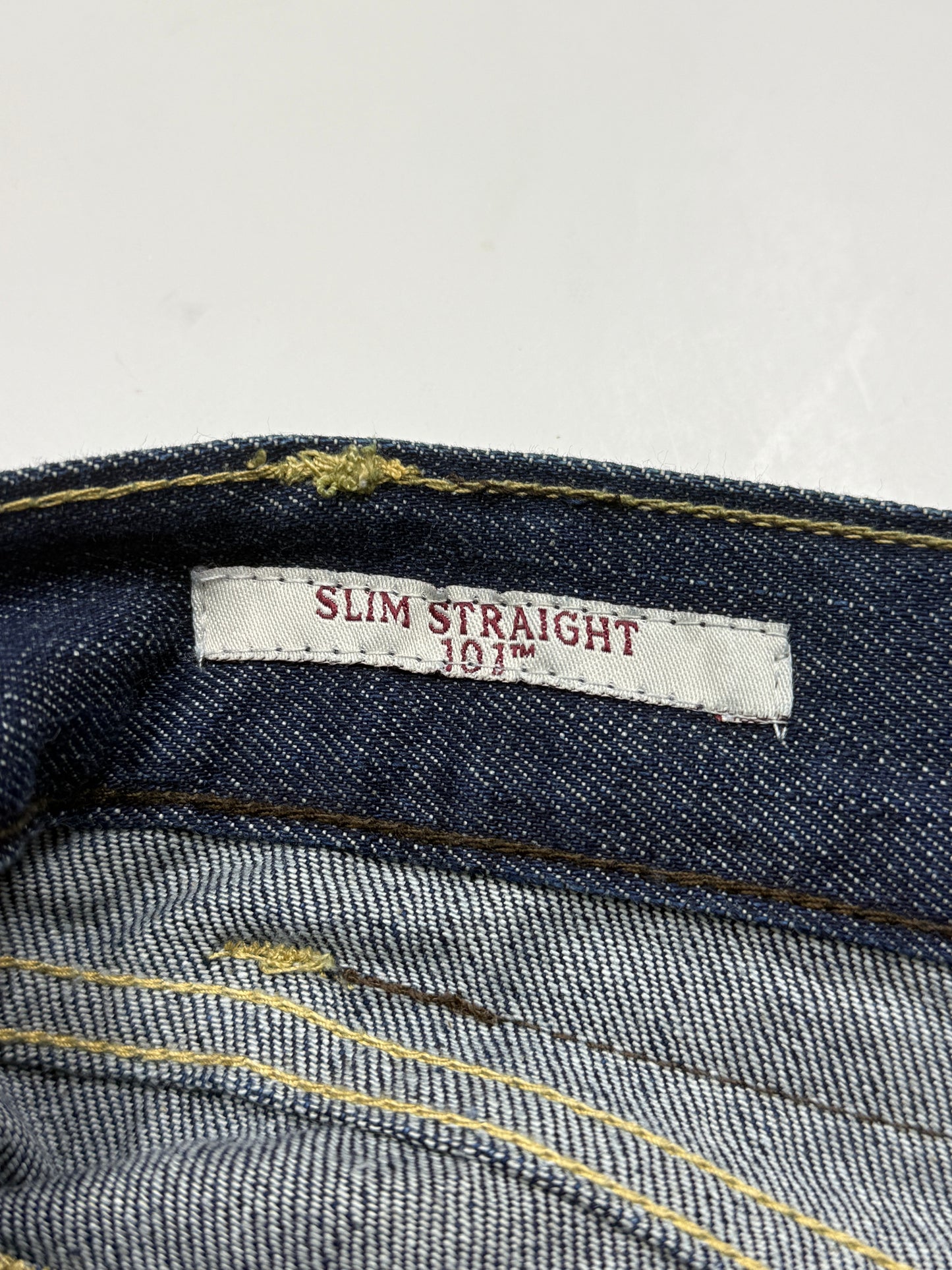 Vintage Y2K JNCO Slim Straight 101 Dark Wash Embroidered Pockets Denim Jeans Size 42W