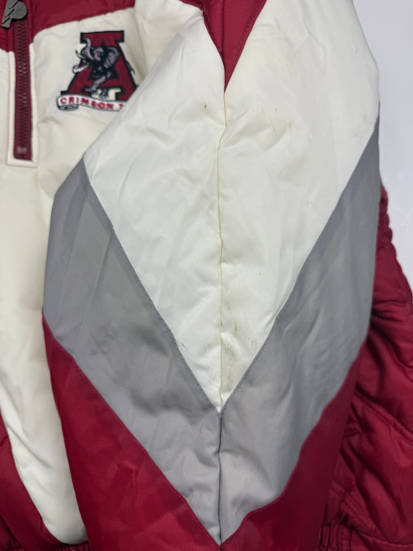 Vintage 90s Alabama Crimson Tide NCAA 1/2 Zip Insulated Pro Player Side Line Jacket Size XL