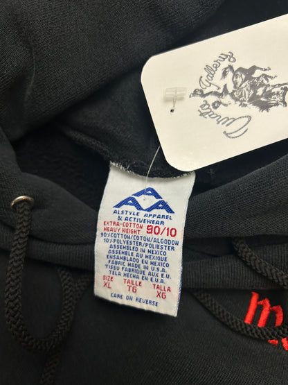 Vintage 90s Meatloaf Bat Embroidered Band Music Hooded Sweatshirt Size XL