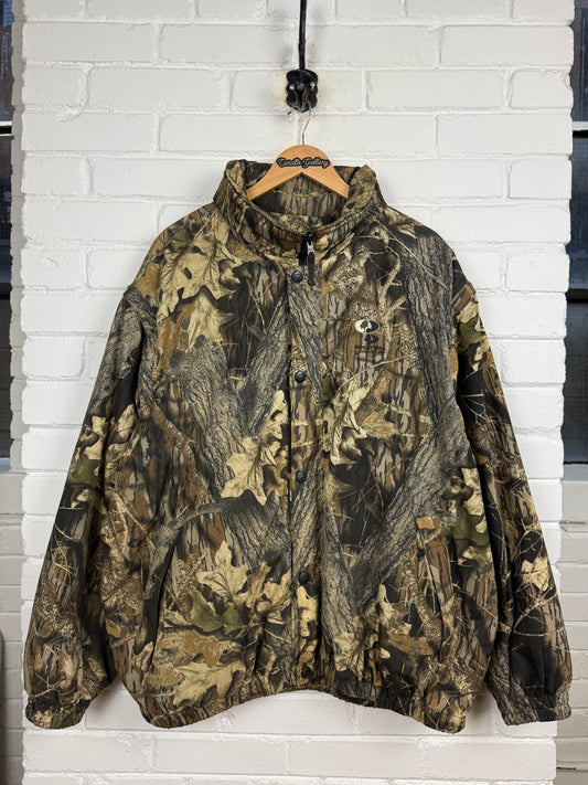 Vintage Mossy Oak Break Up Tree Camo Nylon Fleece Reversible Convertible Vest Jacket Size XXL