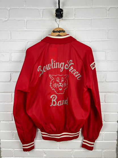 Vintage 1981 Bowling Green Band Chain Stitched Letterman Bomber Jacket Size M