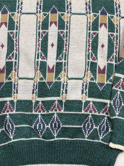 Vintage 90s Hennesy By Van Heusen Abstract Print Acrylic Knit Sweater Size L