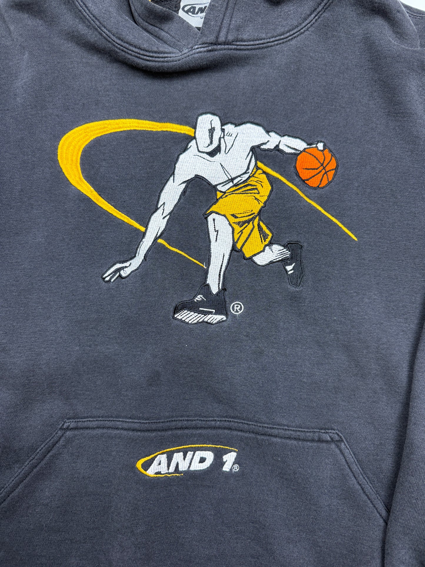 Vintage 90s And 1 Basketball Embroidered Graphic Hooded Sweatshirt Size Youth L