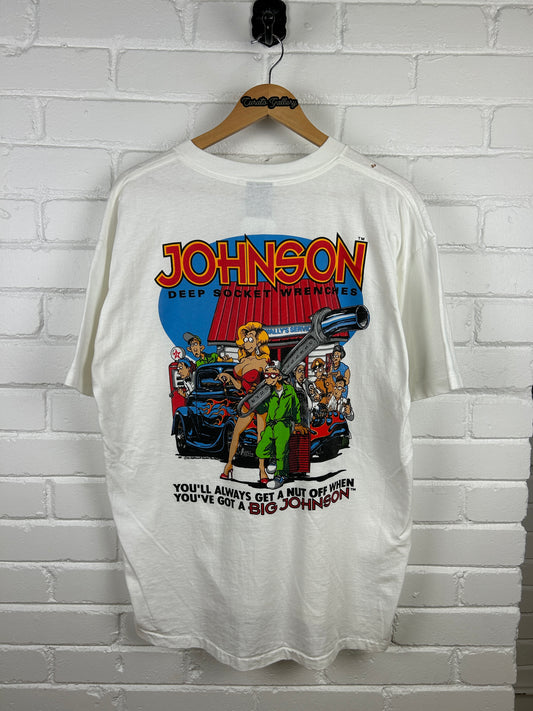 Vintage 1994 Big Johnson Wrenches Deep Sockets For Tough Nuts T Shirt Size XL 90s
