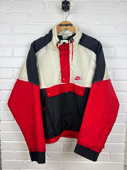 Vintage 80s/90s Nike Flight Embroidered Insulated Half Zip Pullover Jacket Size XL