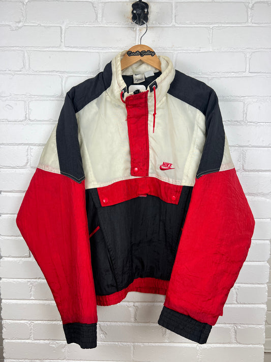 Vintage 80s/90s Nike Flight Embroidered Insulated Half Zip Pullover Jacket Size XL